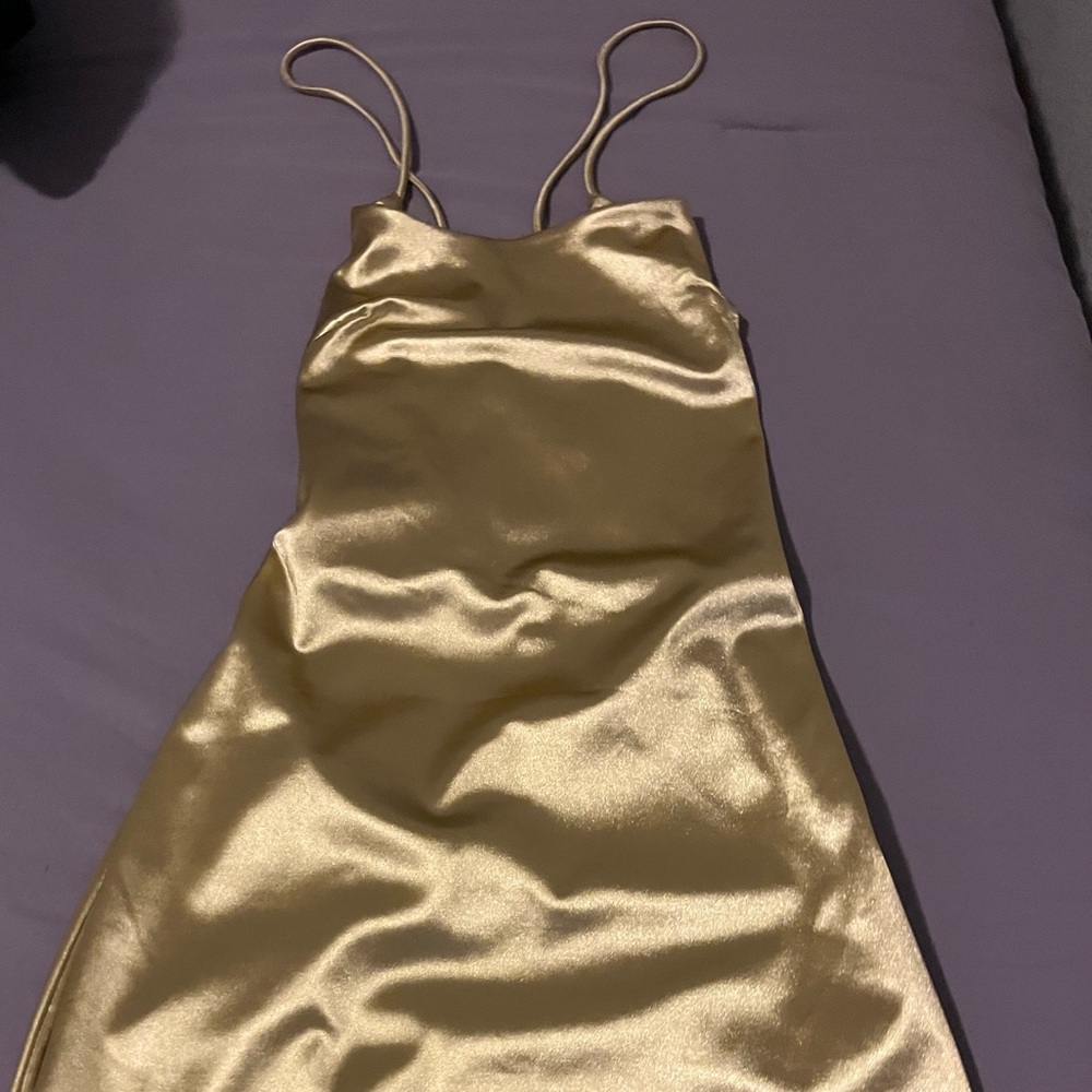 Papaya Satin Gold dress